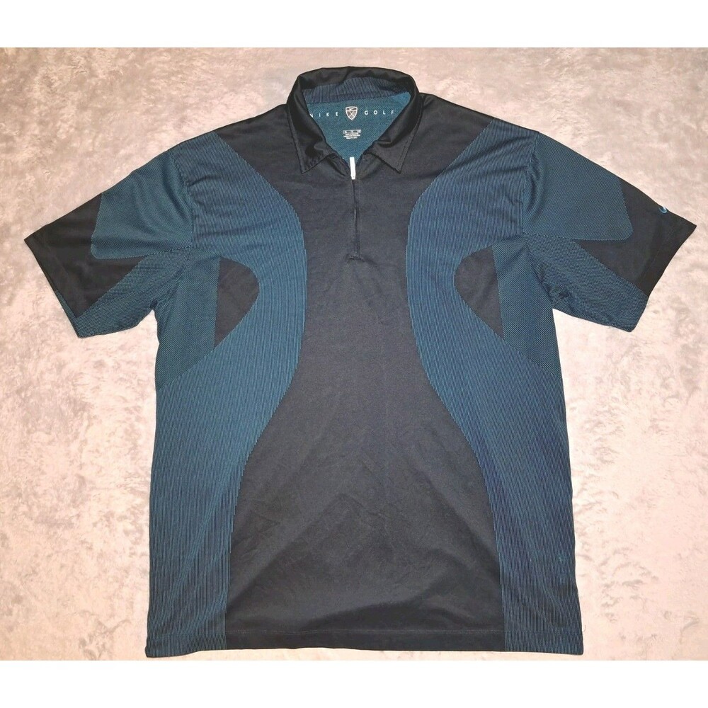 Nike Golf 1/4 Zip Polo Shirt Navy Teal Mens XL Nike Fit Dry Sports 231585-414